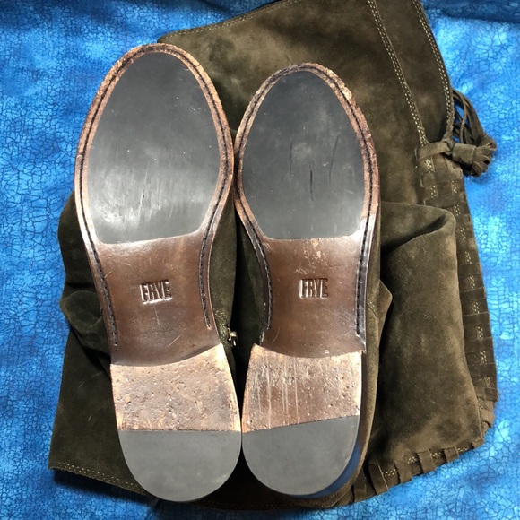 Frye Deep Olive Green Over the Knee Boots - Picture 6 of 9